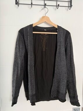 Diesel "Successful Loser" Layered Cardigan Sweater S Charcoal Metallic Wool